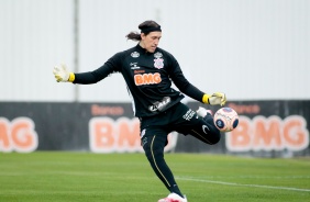 Cássio no treino da tarde desta quarta-feira no CT Dr. Joaquim Grava