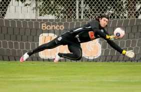Cássio no treino da tarde desta quarta-feira no CT Dr. Joaquim Grava