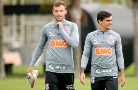 Jogadores no treino da tarde desta quarta-feira no CT Dr. Joaquim Grava