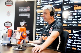 Na manh desta quarta-feira (29), o tcnico Tiago Nunes concedeu entrevista coletiva virtual