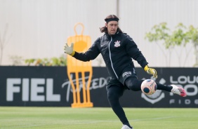 Cássio no último treino do Corinthians antes do jogo contra o Mirassol