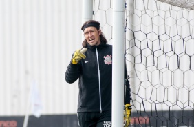 Cássio no último treino do Corinthians antes do jogo contra o Mirassol