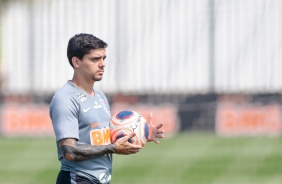 Fagner no último treino do Corinthians antes do jogo contra o Mirassol