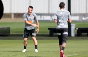 Volante Ramiro no último treino do Corinthians antes do jogo contra o Mirassol