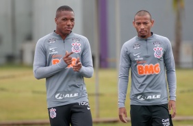 Xavier e Ruan no último treino do Corinthians antes do jogo contra o Mirassol