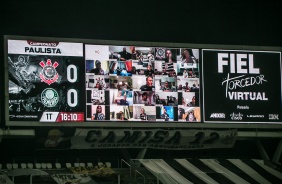 Telão da Arena Corinthians durante clássico contra o Palmeiras