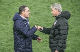 Luxemburgo e Tiago Nunes durante a final do Paulistão 2020