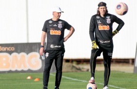 Tiago e Cssio no treino desta quinta-feira no CT Joaquim Grava