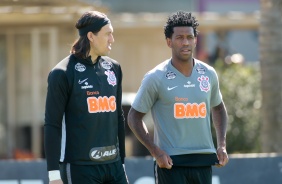 Cássio e Gil no último treino antes da final contra o Palmeiras, pelo Paulistão 2020