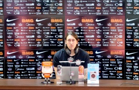 Cássio na coletiva durante último treino antes do Dérbi