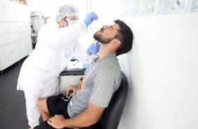 Jogadores na atividade da manhã desta segunda-feira no CT Dr. Joaquim Grava
