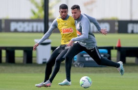 Lo Natel e Sidcley no treino desta segunda-feira no CT Joaquim Grava