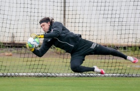 Cássio no treino deste domingo para enfrentar o Fortaleza, pelo Brasileirão