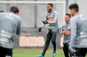 Everaldo no treino deste domingo para enfrentar o Fortaleza, pelo Brasileirão