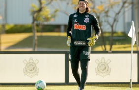 Cássio no treino de hoje no CT Joaquim Grava