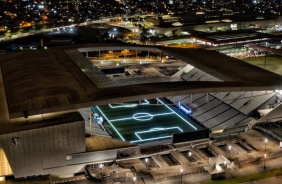 Imagem de Drone da Arena Corinthians na noite de anúncio do Naming Rights