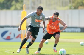 Lo Natel e Camacho no treino desta quinta-feira no CT Joaquim Grava