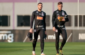 Guilherme e Donelli no treinamento desta sexta-feira em preparao para o jogo contra o Botafogo
