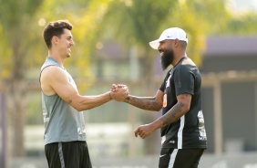 Coelho e Avelar no treino da tarde desta segunda-feira no CT Joaquim Grava