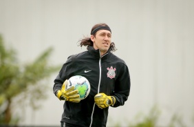 Arqueiro Cssio no treino do Corinthians desta segunda-feira, no CT Dr. Joaquim Grava