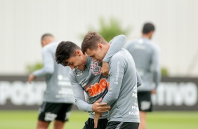 Roni e Piton no treino da manhã deste domingo no CT Joaquim Grava