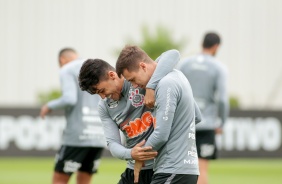 Roni e Piton no treino da manh deste domingo no CT Joaquim Grava