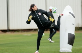 Cássio no último treino do Corinthians antes do jogo contra o Sport