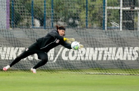 Goleiro Cássio no último treino do Corinthians antes do jogo contra o Sport