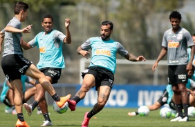 Vital, Everaldo e companheiros no treino desta sexta-feira no CT Joaquim Grava