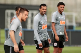 Michel e Éderson no treino desta segunda-feira no CT Joaquim Grava
