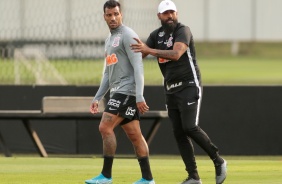 Michel Macedo e Coelho no treino desta segunda-feira no CT Joaquim Grava