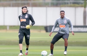 Cssio e J no treino desta quinta-feira no CT