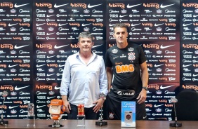 Andrés Sanchez e Vagner Mancini na coletiva de apresentação do novo treinador do Corinthians