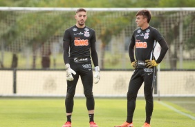 Guilherme e Donelli no primeiro treino do Corinthians sob comando de Vagner Mancini