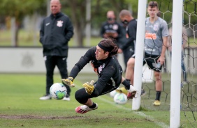 Cássio no último treino do Corinthians antes do duelo contra o Flamengo