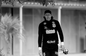 Cássio no último treino do Corinthians antes do duelo contra o Flamengo