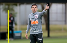 Fagner no último treino do Corinthians antes do duelo contra o Flamengo