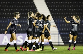 Elenco do Corinthians no jogo contra o Santos, pelo Paulistão Feminino