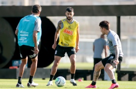 Camacho e companheiros no treino desta sexta-feira no CT Joaquim Grava