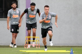 Éderson e Ramiro na manhã deste sábado, no CT Dr. Joaquim Grava
