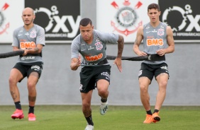 Fábio, Sidcley e Vital na manhã deste sábado, no CT Dr. Joaquim Grava