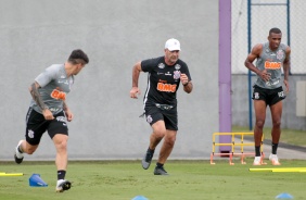 Flávio de Oliveira, o novo preparador físico do Corinthians, na manhã deste sábado, no CT