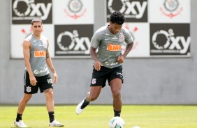 Gabriel e Gil no treino desta manh no CT Joaquim Grava