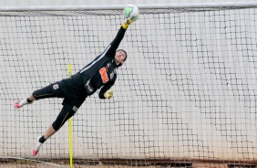 Goleiro Cássio na manhã deste sábado, no CT Dr. Joaquim Grava