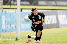 Goleiro Cssio no treino desta manh no CT Joaquim Grava