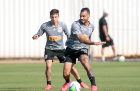 Gustavo e Michel no treino desta sexta-feira no CT Joaquim Grava