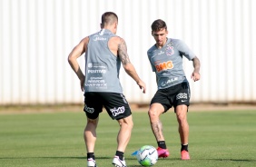 Gustavo e Sidcley no treino desta sexta-feira no CT Joaquim Grava