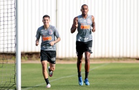 Raul Gustavo e Gabriel Pereira no treino desta sexta-feira no CT Joaquim Grava