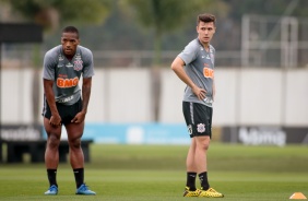 Xavier e Lucas Piton no treinamento desta segunda-feira no CT Joaquim Grava