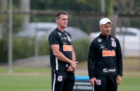 Mancini e Fbio Oliveira no treino da tarde desta sexta-feira no CT Dr. Joaquim Grava
